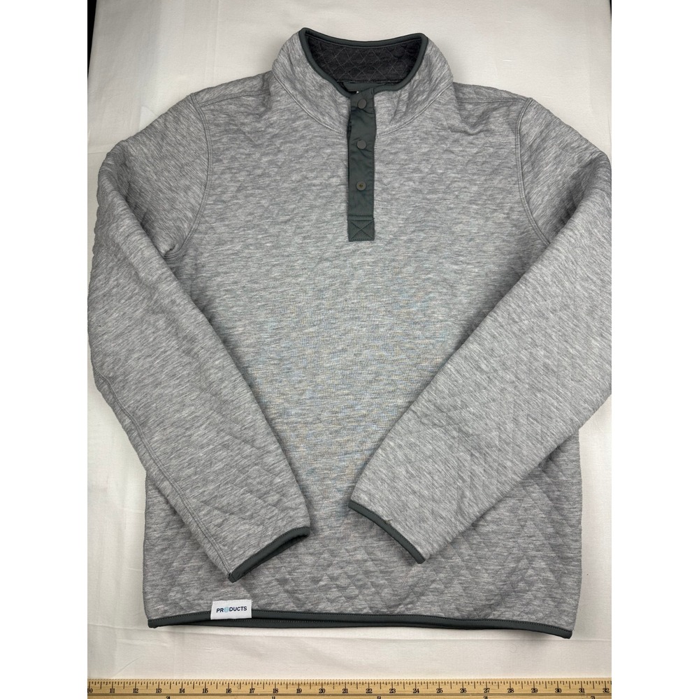 Marine Layer Quilted Pullover Small Gray Snap Neck Mock Neck ML13S-HG